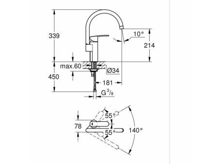 Kitchen Tap Grohe Wave Cosmopolitan - 32449001 Kształt C Metal
