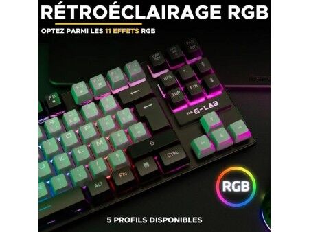 Klawiatura The G-Lab KEYZ CAESIUM Czarny Szary Azerty Francuski