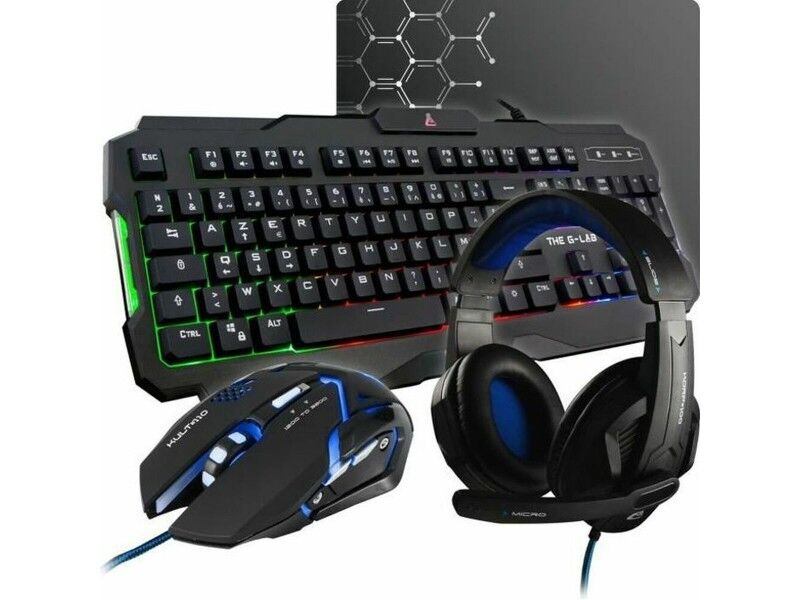 Klawiatura i Myszka The G-Lab Combo Argon AZERTY Czarny Francuski AZERTY