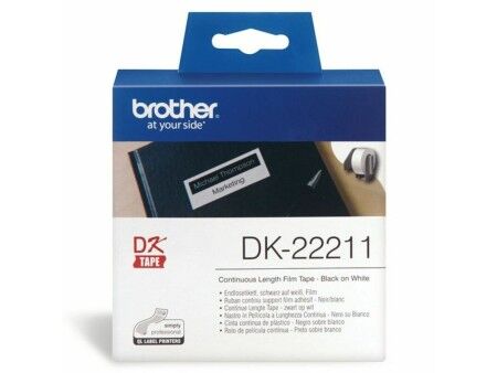 Taśma Termiczna Ciągła Brother DK22211 29 mm Czarny Czarny/Biały Biały