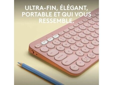 Klawiatura Bluetooth z podstawką do tabletu Logitech K380 Francuski Różowy AZERTY