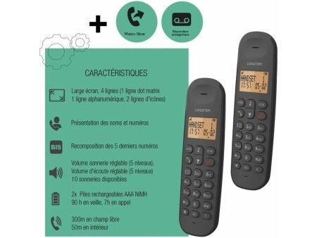 Telefon Stacjonarny Logicom DECT ILOA 255T DUO Czarny