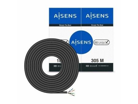 Kabel Sieciowy Sztywny UTP Kategoria 6 Aisens AWG24 Czarny 305 m