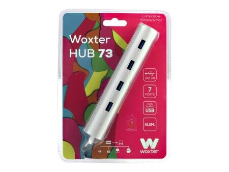 HUB USB Woxter PE26-142 Biały Srebrzysty Aluminium (1 Sztuk)
