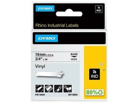 Laminowana Taśma do Drukarki Etykiet Rhino Dymo ID1-19 19 x 5,5 mm Czarny Biały Nalepki Samoprzylepne (5 Sztuk)