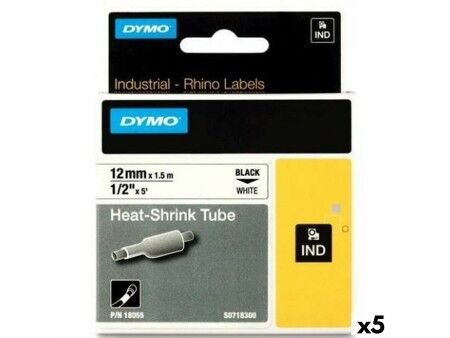 Laminowana Taśma do Drukarki Etykiet Rhino Dymo ID1-12 Biały Czarny 12 x 1,5 mm (5 Sztuk)
