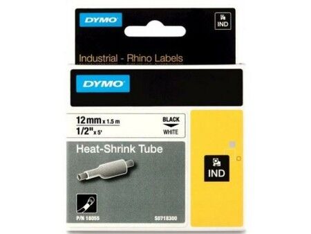Laminowana Taśma do Drukarki Etykiet Rhino Dymo ID1-12 Biały Czarny 12 x 1,5 mm (5 Sztuk)