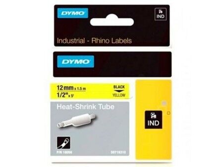 Laminowana Taśma do Drukarki Etykiet Rhino Dymo ID1-12 Żółty Czarny 12 x 1,5 mm (5 Sztuk)