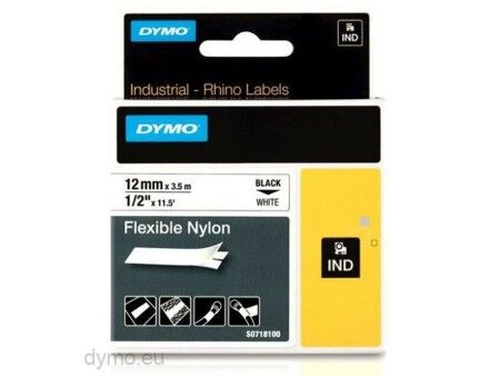 Laminowana Taśma do Drukarki Etykiet Rhino Dymo ID1-12 12 x 3,5 mm Czarny Biały Samoprzylepne (5 Sztuk)