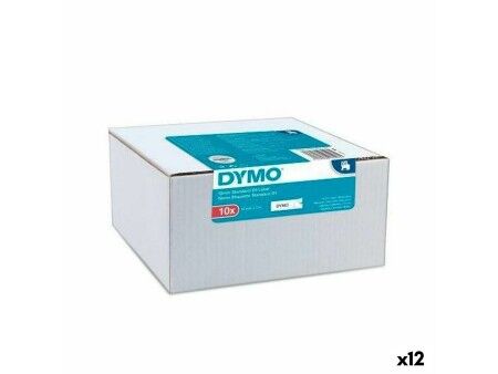 Laminowana Taśma do Drukarki Etykiet Dymo Biały Czarny Samoprzylepne 10 Części (12 Sztuk)