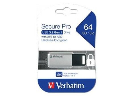 Pamięć USB Verbatim Secure Pro Czarny Czarny/Szary 64 GB