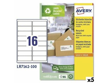 Etykiety do Drukarki Avery LR7162 Biały 100 Kartki 99,1 x 33,9 mm (5 Sztuk)
