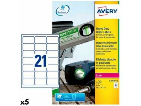 Etykiety do Drukarki Avery Biały 20 Kartki 63,5 x 38,1 mm (5 Sztuk)