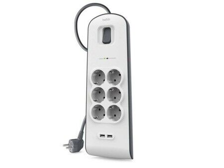 Przedłużacz 6 Wejść z Przełącznikiem Belkin BSV604vf2M 2 m USB x 2