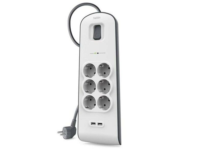 Przedłużacz 6 Wejść z Przełącznikiem Belkin BSV604vf2M 2 m USB x 2