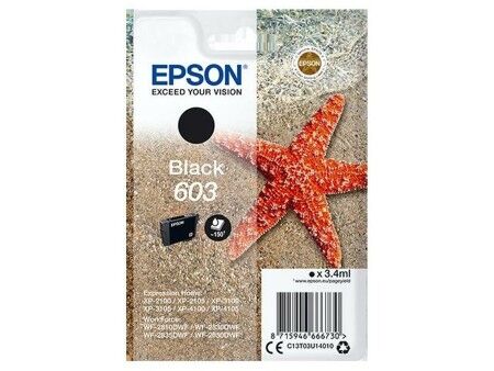 Oryginalny Wkład Atramentowy Epson P-2100, 3100, 4100 / WF-2830DWF, 2850DW - Nº 603 Czarny (10 Sztuk)