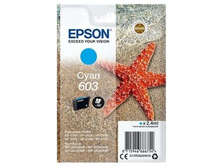 Oryginalny Wkład Atramentowy Epson XP-2100, 3100, 4100 / WF-2830DWF, 2850DW - Nº 603 Turkusowy (10 Sztuk)