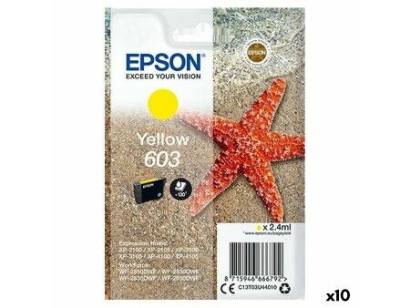 Oryginalny Wkład Atramentowy Epson XP-2100, 3100, 4100 / WF-2830DWF, 2850DW - Nº 603 Żółty (10 Sztuk)