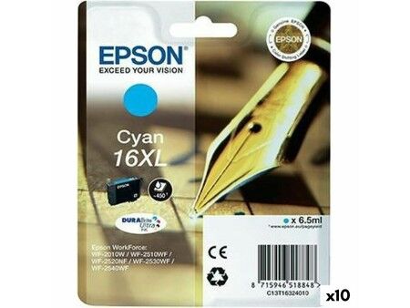 Oryginalny Wkład Atramentowy Epson DURABRITE ULTRA INK - Nº16XL Turkusowy (10 Sztuk)