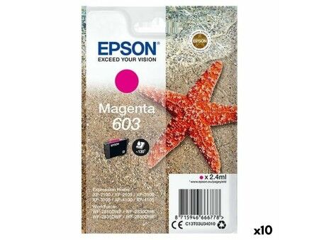 Oryginalny Wkład Atramentowy Epson XP-2100, 3100, 4100 / WF-2830DWF, 2850DW - Nº 603 Magenta (10 Sztuk)