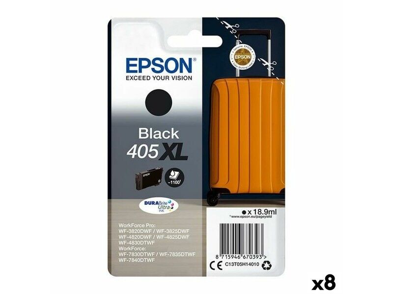 Oryginalny Wkład Atramentowy Epson WF-3820DWF, 3825DWF, 4820DWF, 4825DWF, 4830DWF, WF-7830DTWF, 7835DTWF, 7840DTWF Czarny (8 Szt