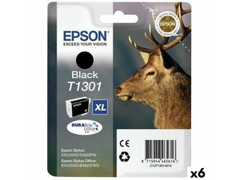 Oryginalny Wkład Atramentowy Epson SX525WD/620FW/ OFFICE B42WD/ 525WD/625FWD/925FWD Czarny (6 Sztuk)