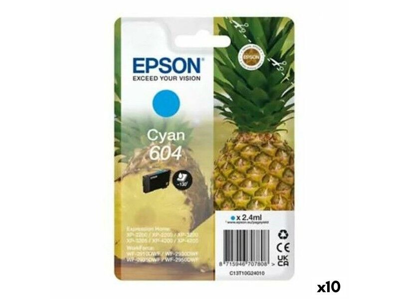 Oryginalny Wkład Atramentowy Epson XP-2200 WF-2910DWF Turkusowy (10 Sztuk)