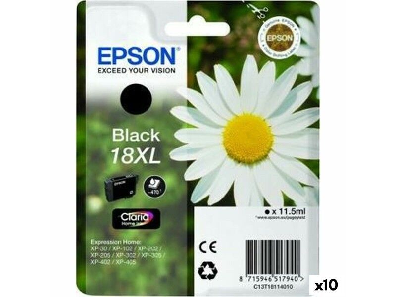 Oryginalny Wkład Atramentowy Epson Nº18XL Czarny (10 Sztuk) (1 Sztuk)
