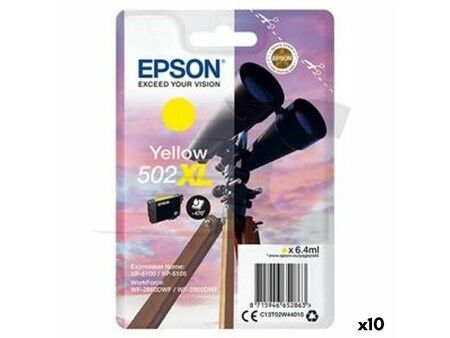 Oryginalny Wkład Atramentowy Epson XP-5100 5105 WF2860DWF 2865DWF Nº 502XL Żółty (10 Sztuk)