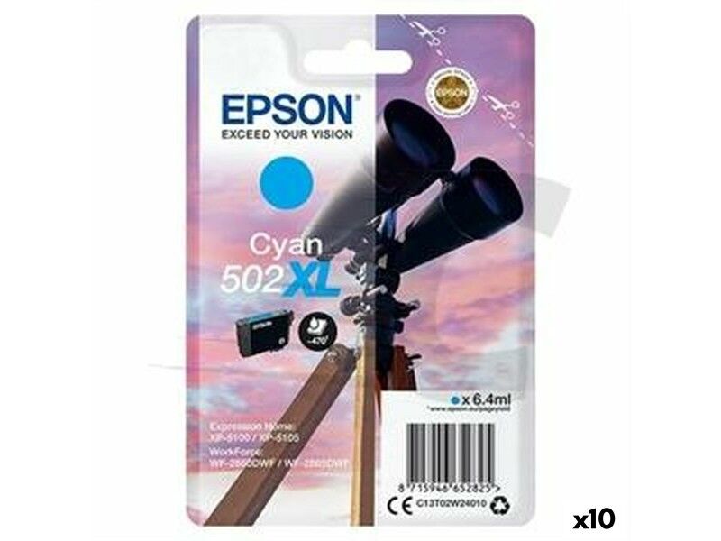 Oryginalny Wkład Atramentowy Epson XP-5100 5105 WF2860DWF 2865DWF Turkusowy (10 Sztuk)