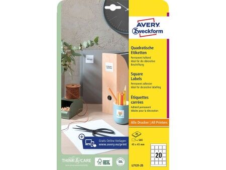 Etykiety samoprzylepne Avery Biały 25 Kartki 45 x 45 mm