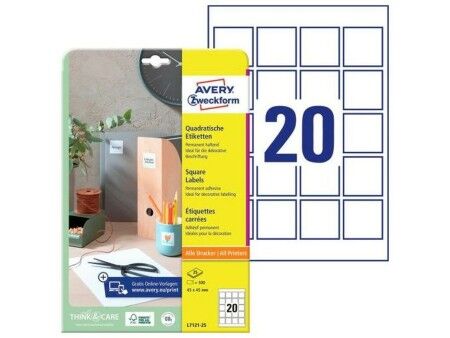 Etykiety samoprzylepne Avery Biały 25 Kartki 45 x 45 mm
