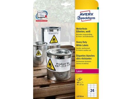 Etykiety samoprzylepne Avery 20 Kartki Biały 70 x 37 mm