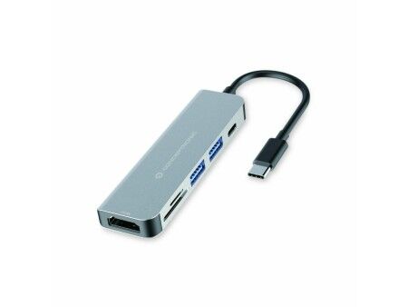 HUB USB Conceptronic 6 w 1 Szary Aluminium