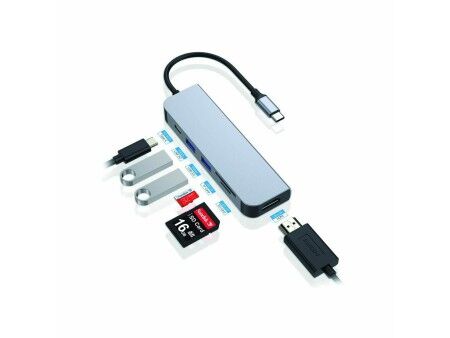 HUB USB Conceptronic 6 w 1 Szary Aluminium