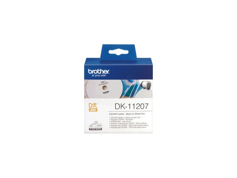 Etykiety do Drukarki Brother DK-11207 CD/DVD ø 58 mm Czarny/Biały