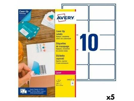 Etykiety do Drukarki Avery L4612 Biały 25 Kartki 99,1 x 57 mm (5 Sztuk)