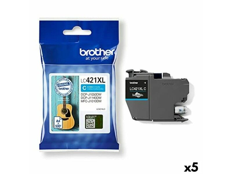Oryginalny Wkład Atramentowy Brother MFC-J1010DW / DCP-J1050DW Turkusowy (5 Sztuk)