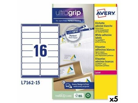 Etykiety do Drukarki Avery L7162 Biały 15 Kartki 99,1 x 33,9 mm (5 Sztuk)