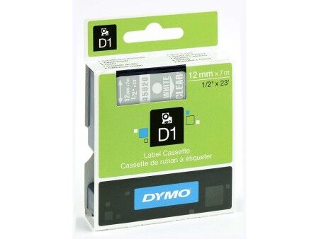 Laminowana Taśma do Drukarki Etykiet Dymo D1 45020 12 mm LabelManager™ Biały Przezroczysty (5 Sztuk)