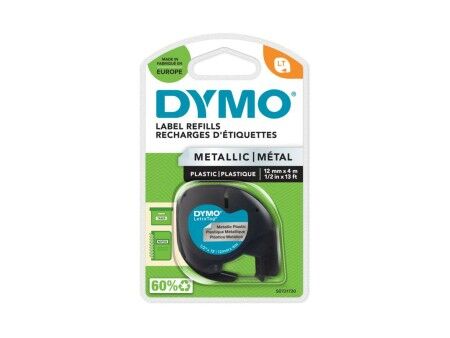 Laminowana Taśma do Drukarki Etykiet Dymo 91208 LetraTag® Czarny Srebro 12 mm (10 Sztuk)