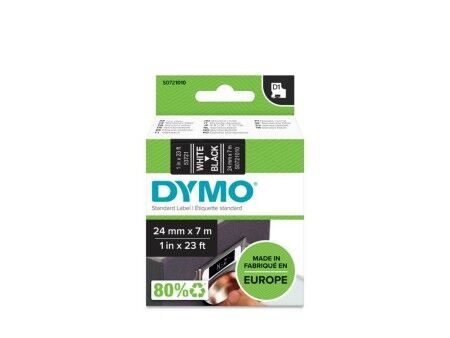 Laminowana Taśma do Drukarki Etykiet Dymo D1 53721 24 mm LabelManager™ Biały Czarny (5 Sztuk)