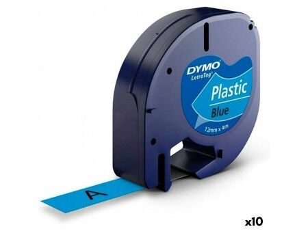 Laminowana Taśma do Drukarki Etykiet Dymo 91205 12 mm LetraTag® Czarny Niebieski (10 Sztuk)