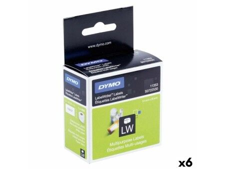 Etykiety do Drukarki Dymo Biały Czarny 1000 Części 13 x 25 mm (6 Sztuk)