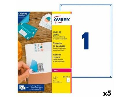 Etykiety do Drukarki Avery L4610 Biały 25 Kartki 199,6 x 289,1 mm (5 Sztuk)