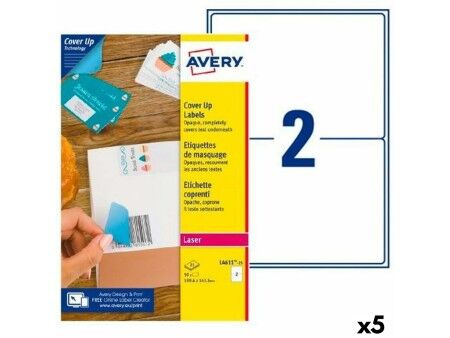 Etykiety do Drukarki Avery L4611 Biały 25 Kartki 199,6 x 143,5 mm (5 Sztuk)