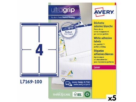 Etykiety do Drukarki Avery L7169 Biały 100 Kartki 99,1 x 139 mm (5 Sztuk)