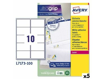 Etykiety do Drukarki Avery L7173 Biały 100 Kartki 99,1 x 57 mm (5 Sztuk)