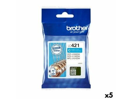 Oryginalny Wkład Atramentowy Brother LC421 Turkusowy (5 Sztuk)
