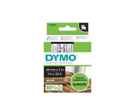 Laminowana Taśma do Drukarki Etykiet Dymo D1 53713 24 mm LabelManager™ Biały Czarny (5 Sztuk)